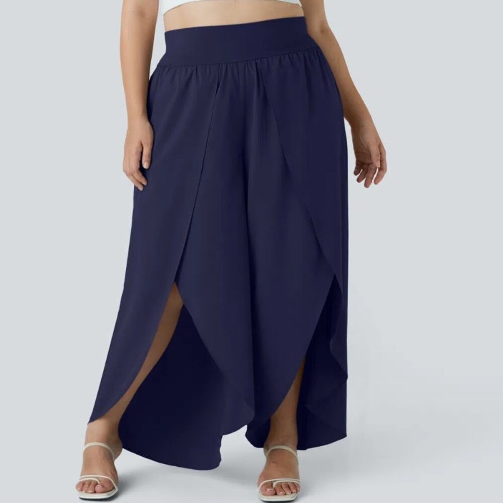 NWT Halara‎ Breezeful Palazzo Flowy Wide Leg Casual Pants in Patriot Blue